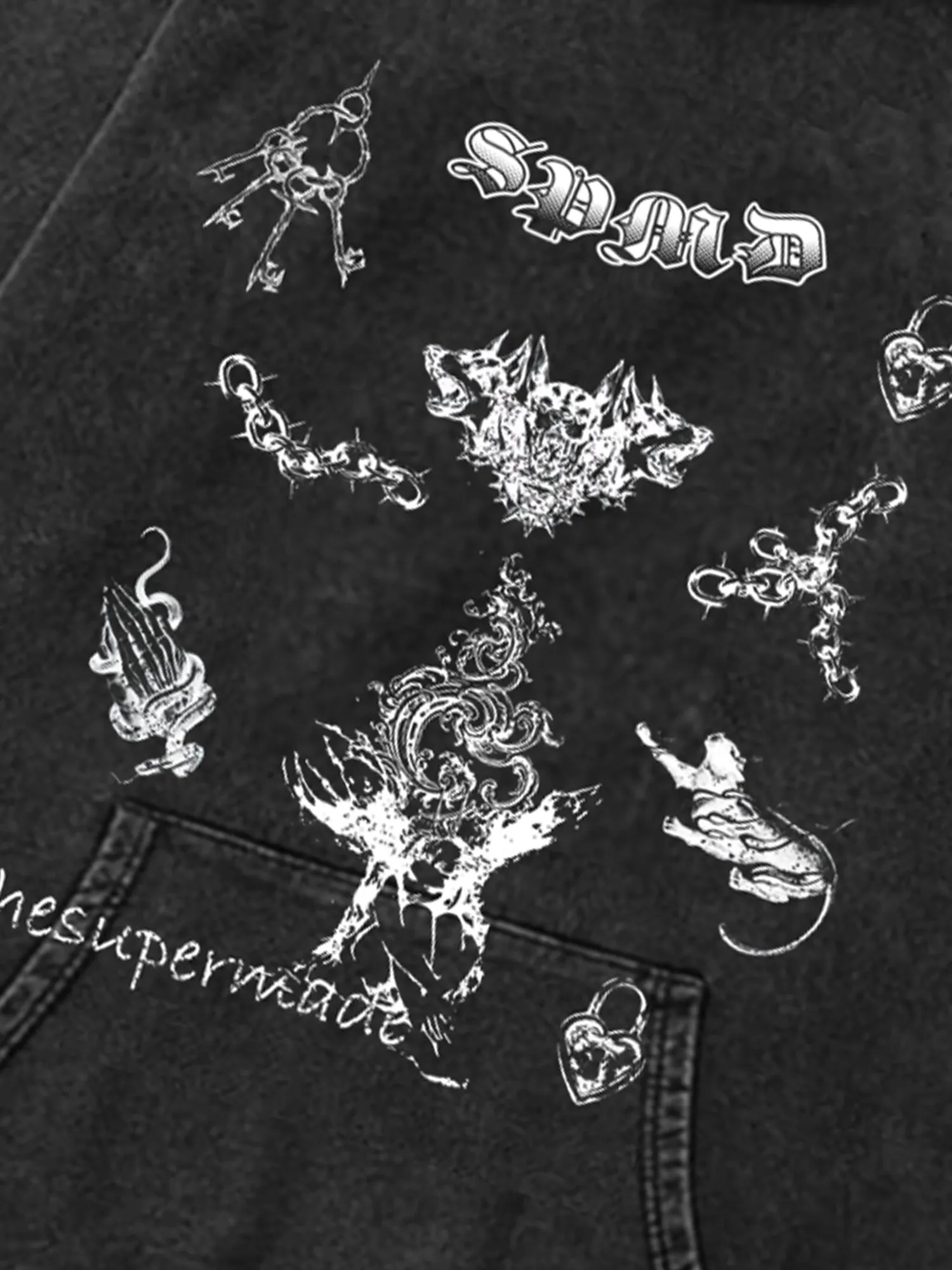 Thesupermade Distressed Gothic Insignia Print Sweatshirt sold by Thesupermade product image thumbnail 4