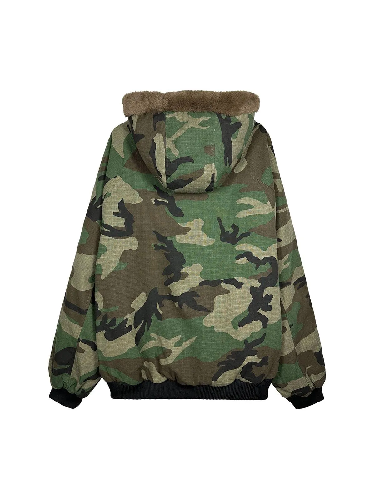 Camouflage Fur Hooded Fleece Jacket sold by Thesupermade product image thumbnail 2