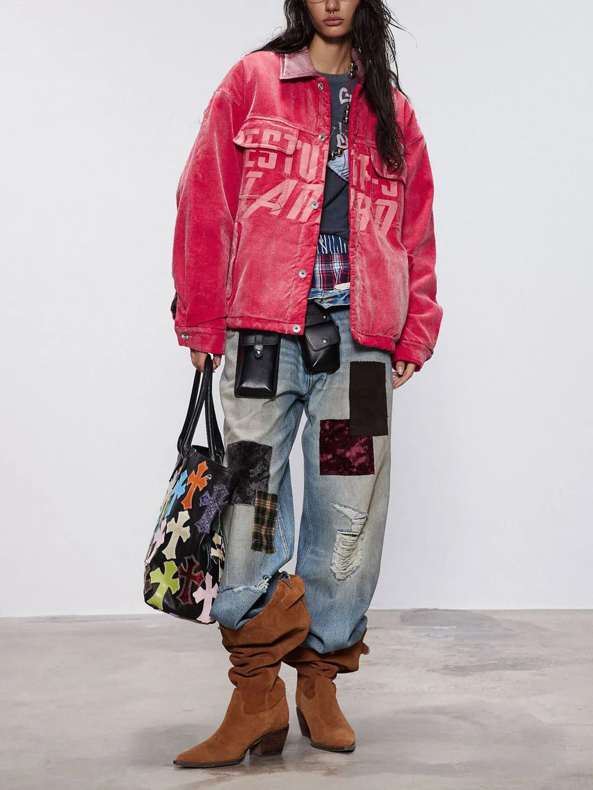 Distressed Printed Stand Collar Corduroy Jacket sold by Thesupermade product image thumbnail 5