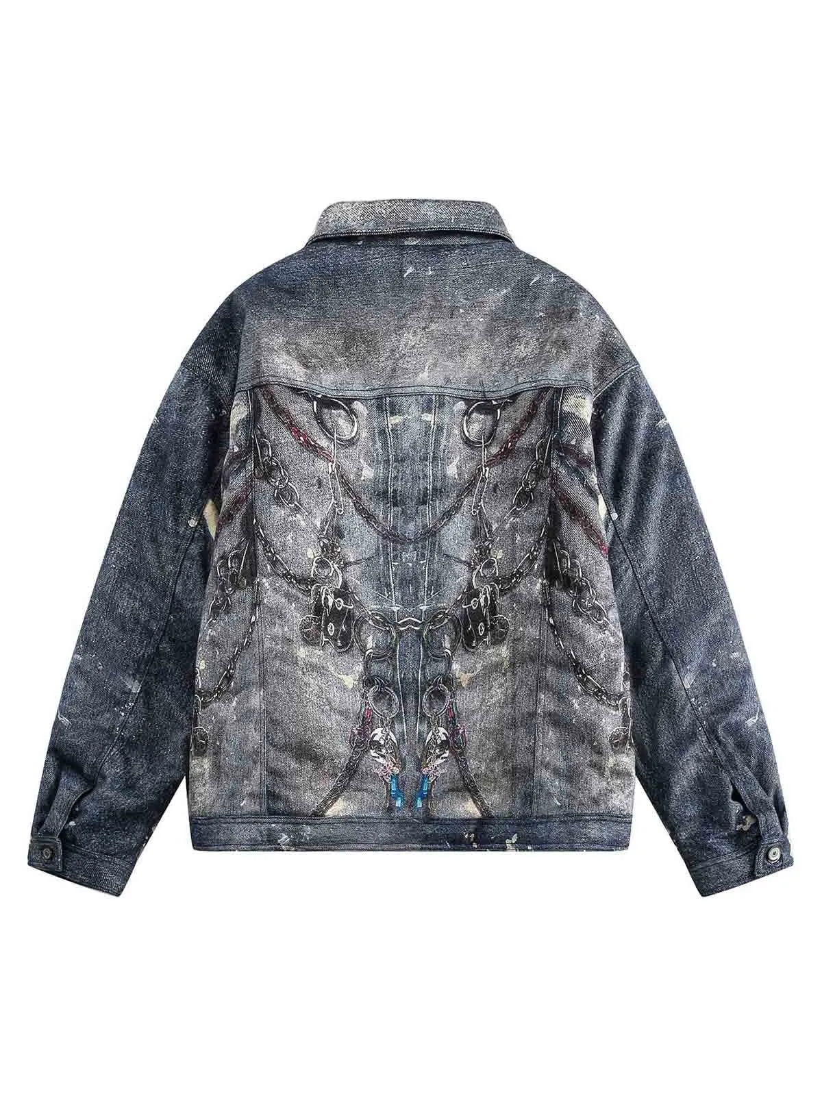 Graffiti Chain Denim Quilted Jacket sold by Thesupermade product image thumbnail 2