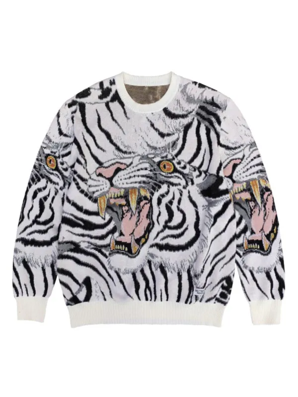 Tiger Crew Neck Knitted Sweater sold by Thesupermade