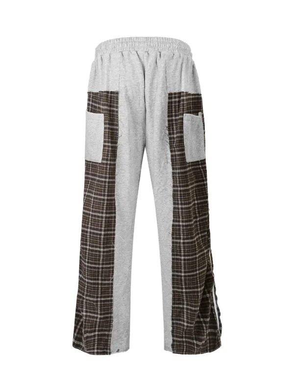 Plaid Patchwork Drawstring Sweatpants sold by Thesupermade