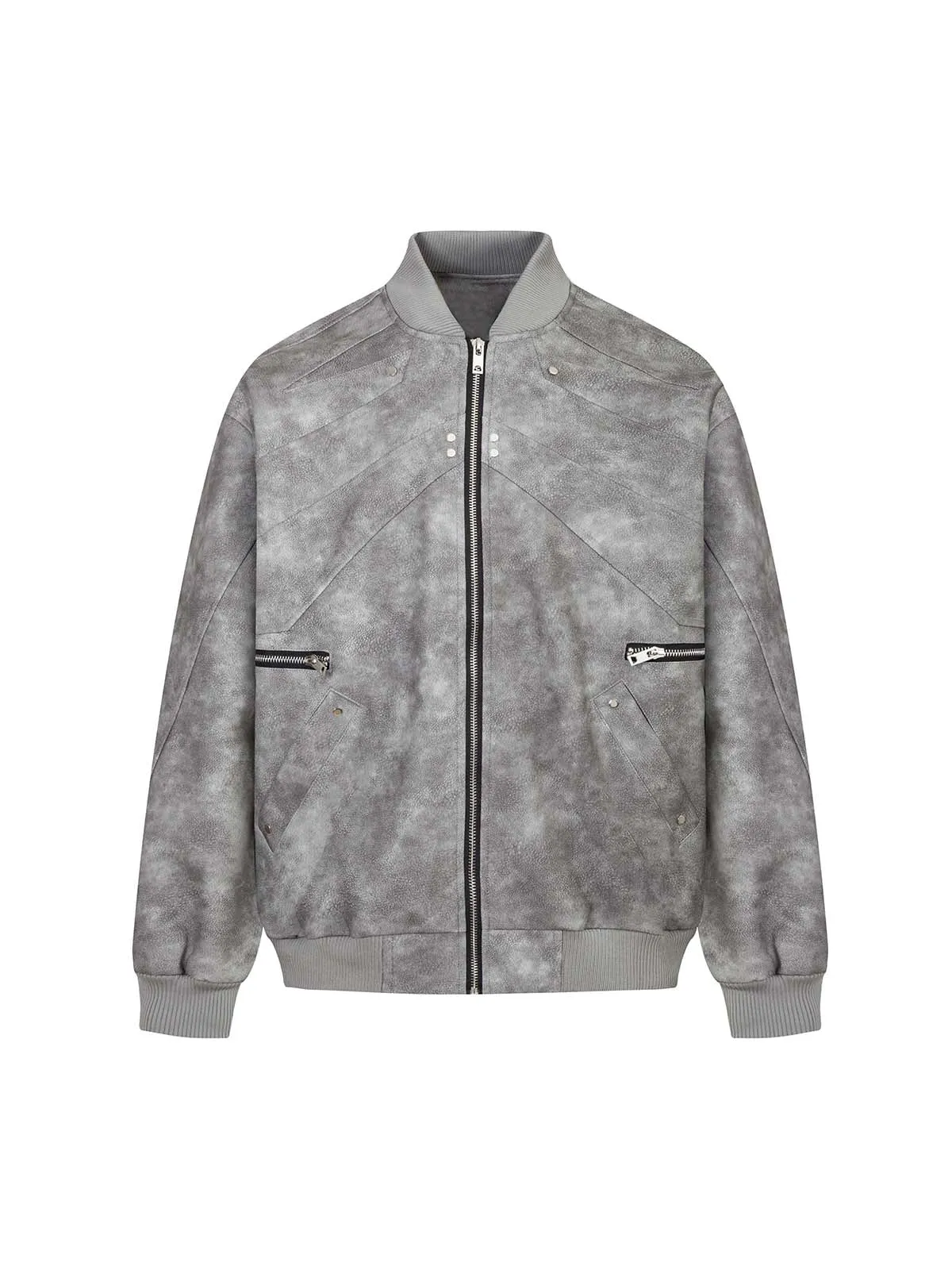 Deconstructed Zip Up Leather Bomber Jacket sold by Thesupermade product image thumbnail 2