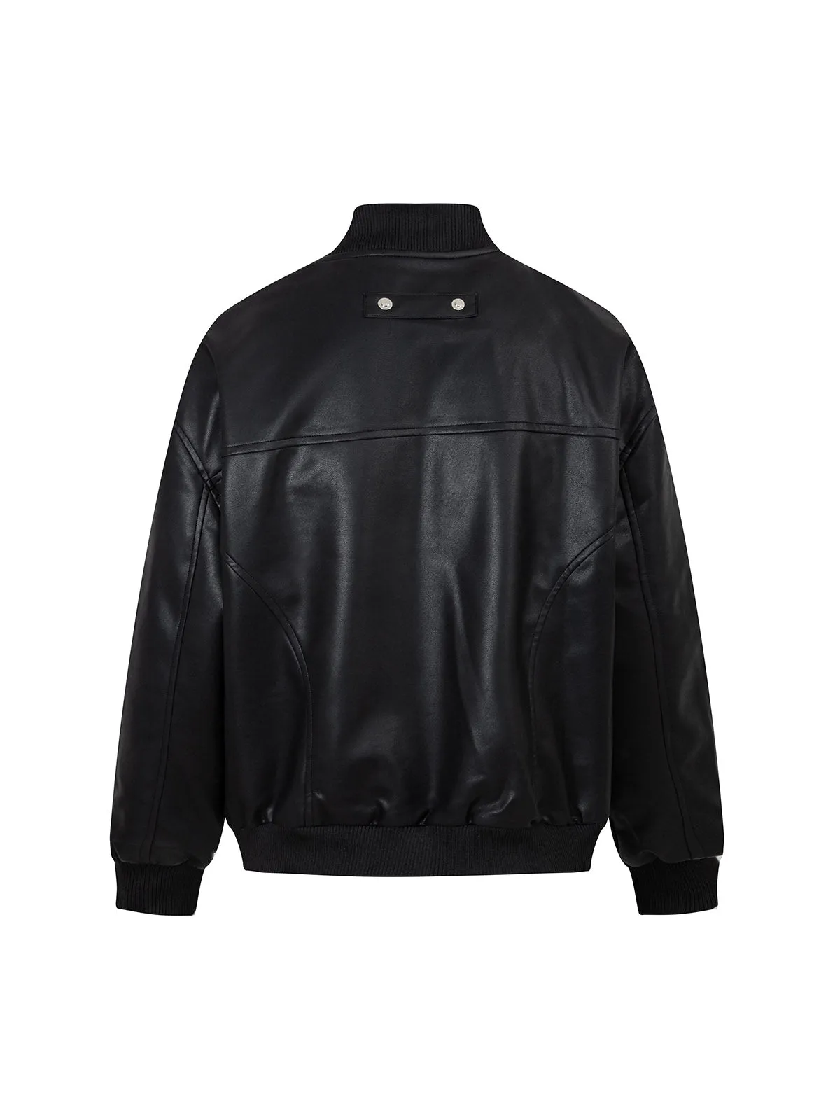 Deconstructed Zip Up Leather Bomber Jacket sold by Thesupermade product image thumbnail 4