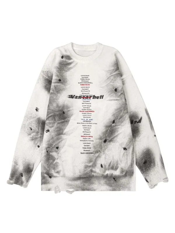 Dirty Brush Distressed Knitted Crew Neck Sweater sold by Thesupermade