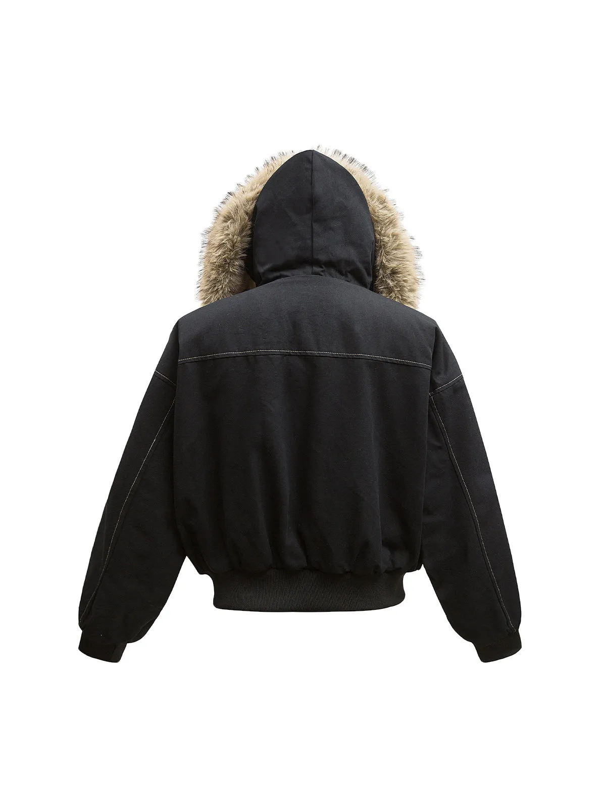 Faux Fur Lined Zip Up Hooded Bomber Jacket sold by Thesupermade product image thumbnail 4