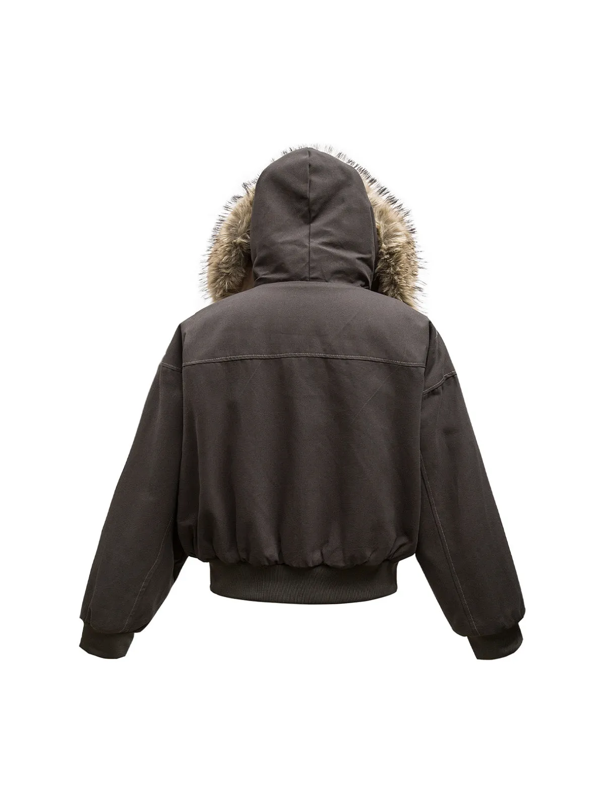 Faux Fur Lined Zip Up Hooded Bomber Jacket sold by Thesupermade product image thumbnail 3