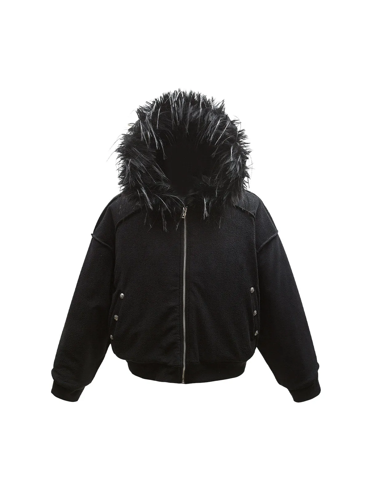 Raglan Sleeve Faux Fur Hooded Quilted Jacket sold by Thesupermade product image thumbnail 2