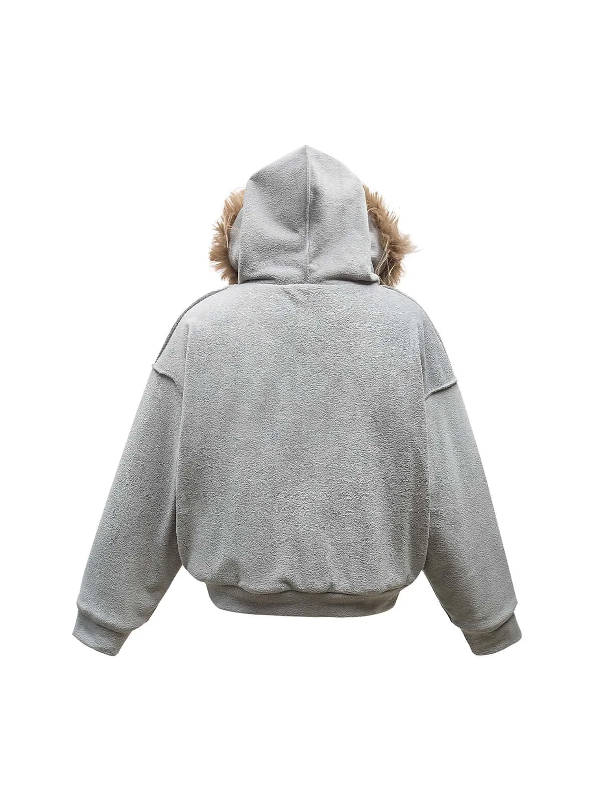 Raglan Sleeve Faux Fur Hooded Quilted Jacket sold by Thesupermade product image thumbnail 3