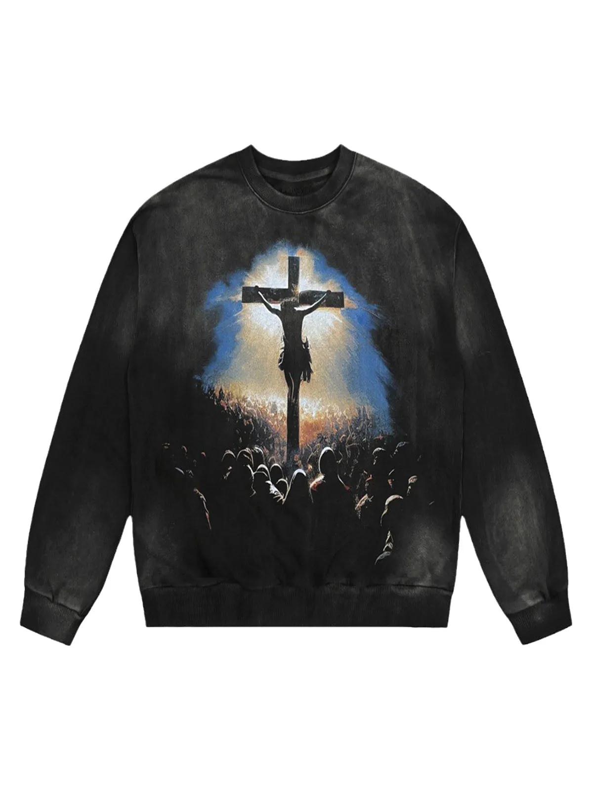 Jesus' Crucifixion Print Washed Sweatshirt sold by Thesupermade