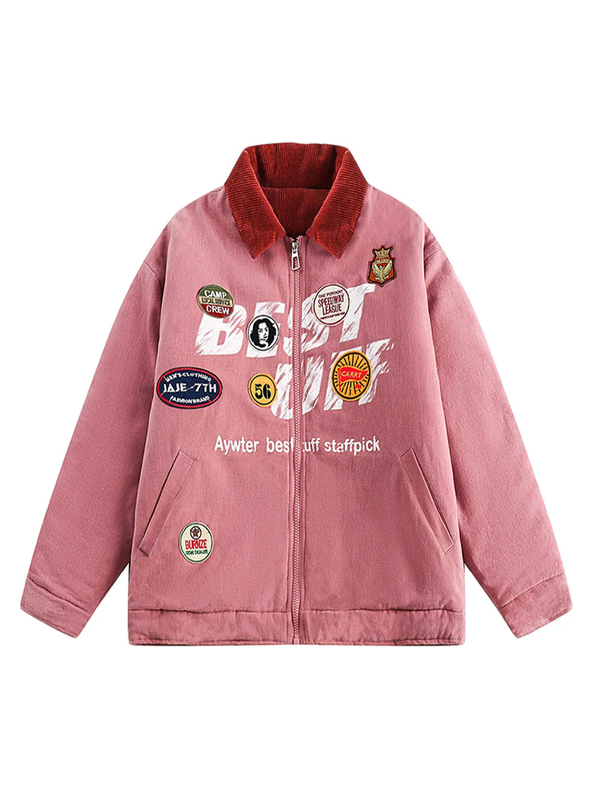 Embroidery Patchwork Print Stand Collar Quilted Barn Jacket sold by Thesupermade product image thumbnail 2