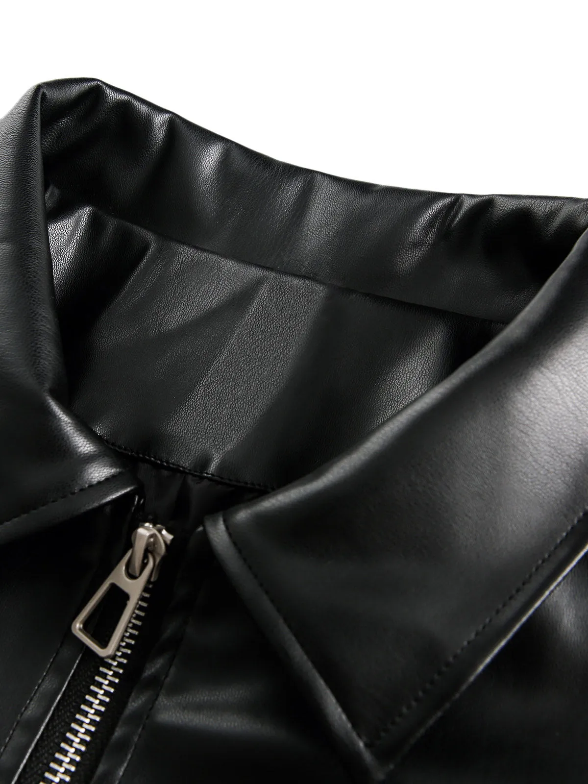 Multi Pocket Rhinestone PU Leather Jacket sold by Thesupermade product image thumbnail 3