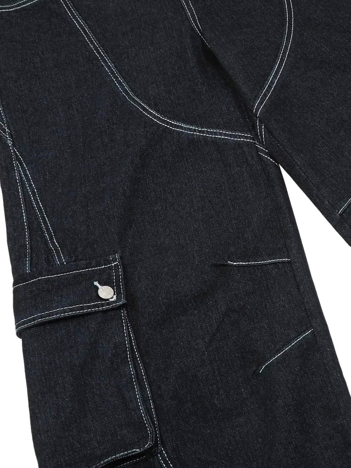 Deconstructed Multi-Pocket Cargo Straight Jeans sold by Thesupermade product image thumbnail 5