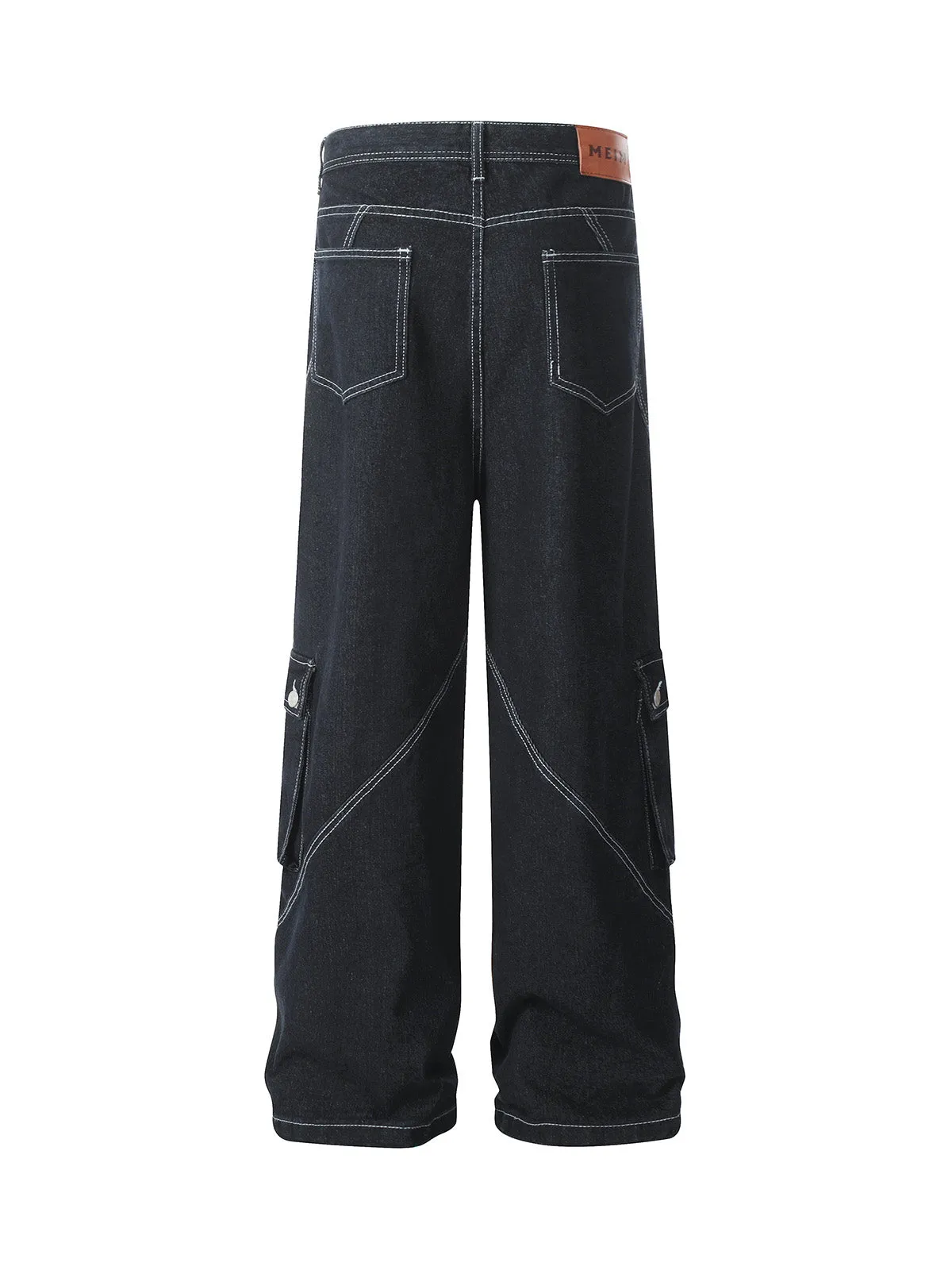 Deconstructed Multi-Pocket Cargo Straight Jeans sold by Thesupermade product image thumbnail 2