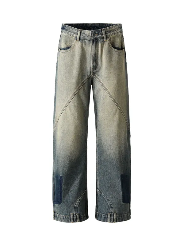Deconstructed Ankle Loop Straight Jeans sold by Thesupermade