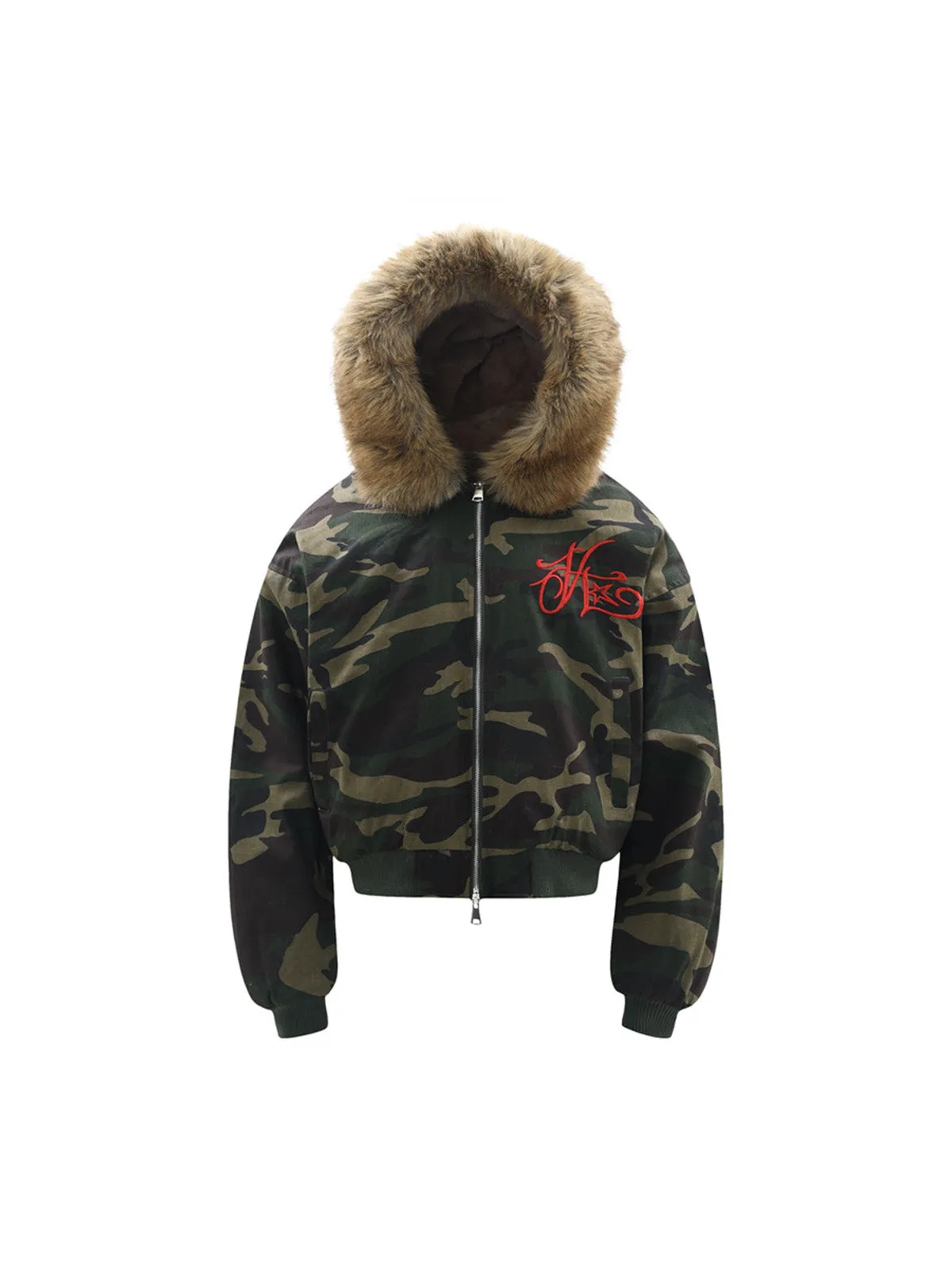 Embroidered Detachable Fur Hooded Jacket - 2546 sold by Thesupermade