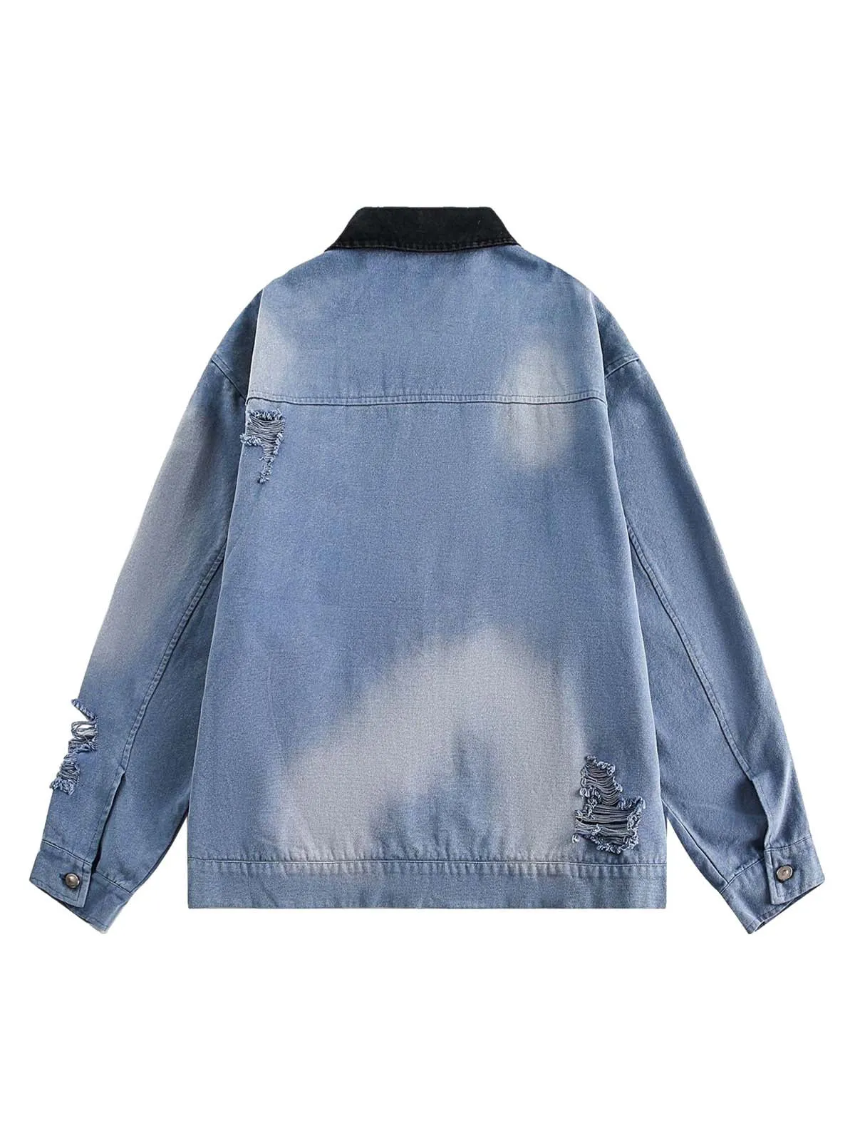 Ripped Graffiti Washed Zip Up Denim Jacket sold by Thesupermade product image thumbnail 2