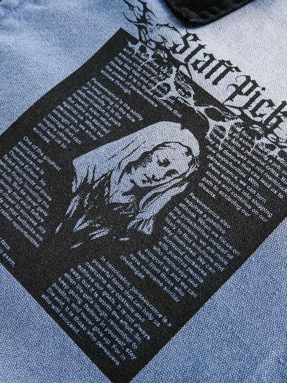 Ripped Graffiti Washed Zip Up Denim Jacket sold by Thesupermade product image thumbnail 3