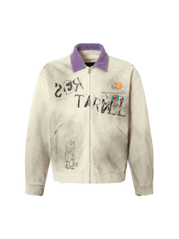 Retro Badge Dirty Dye Detroit Jacket sold by Thesupermade