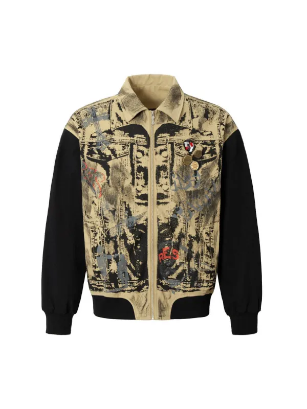 Wasteland Patchwork Graffiti Badge Detroit Jacket sold by Thesupermade