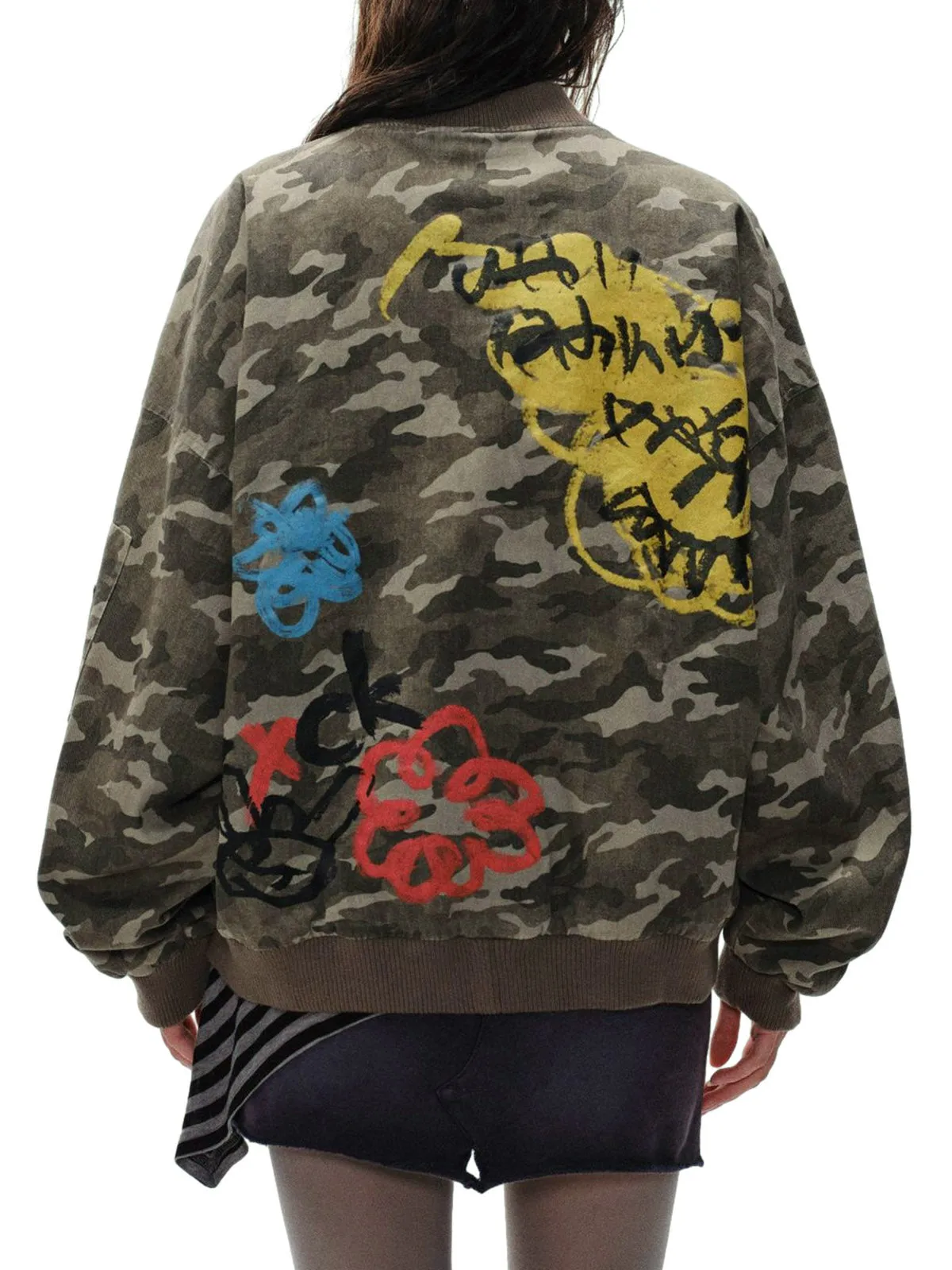 Graffiti Camouflage Baseball Bomber Jacket sold by Thesupermade product image thumbnail 3