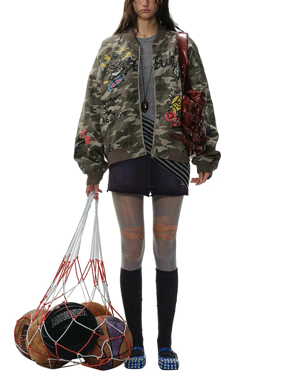 Graffiti Camouflage Baseball Bomber Jacket sold by Thesupermade product image thumbnail 4