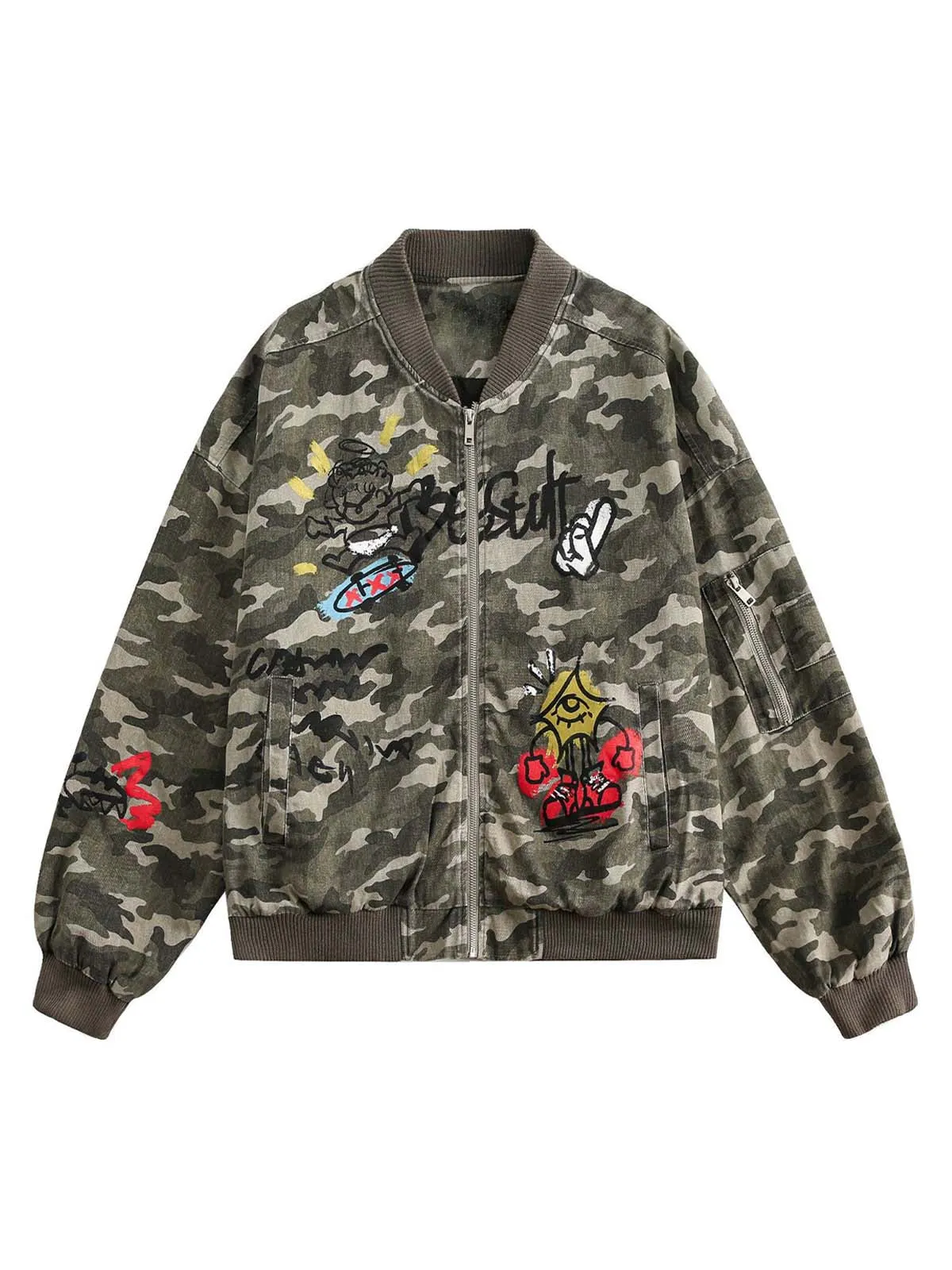 Graffiti Camouflage Baseball Bomber Jacket sold by Thesupermade