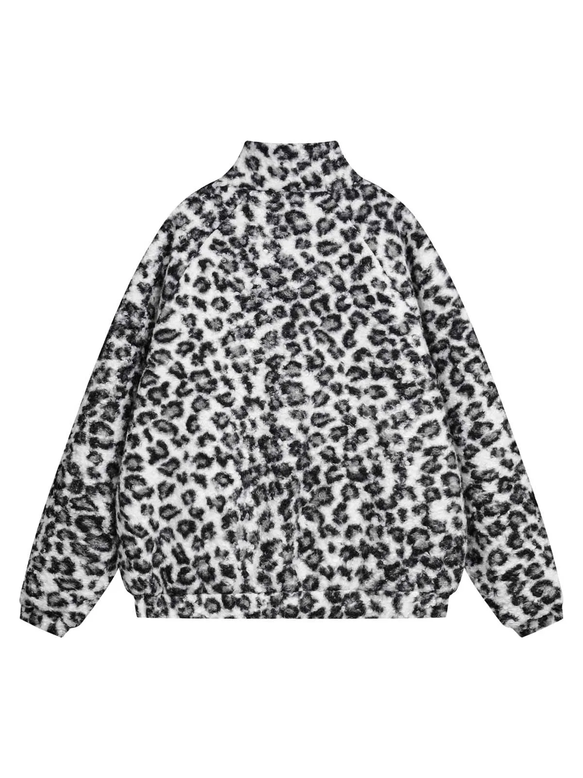 Stand Collar Cheetah Print Fleece Jacket sold by Thesupermade product image thumbnail 3