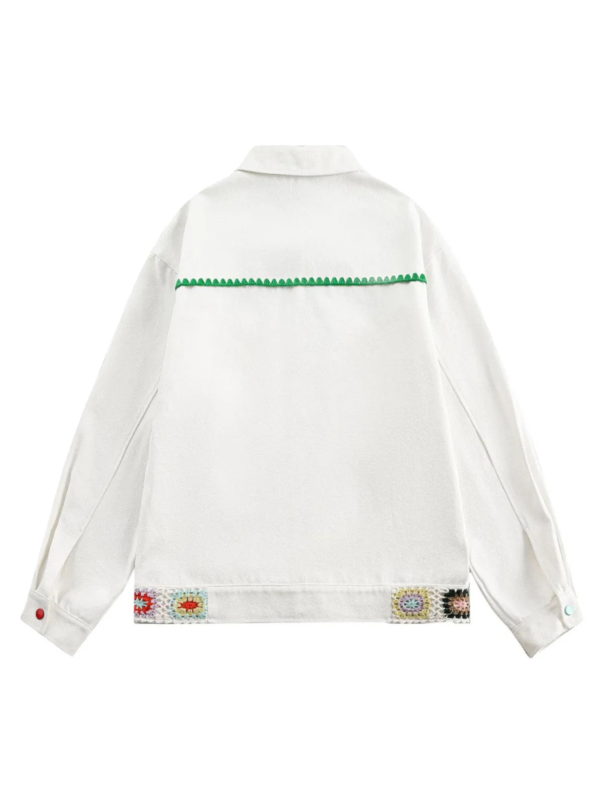 Handmade Floral Crochet Utility Denim Jacket sold by Thesupermade product image thumbnail 5