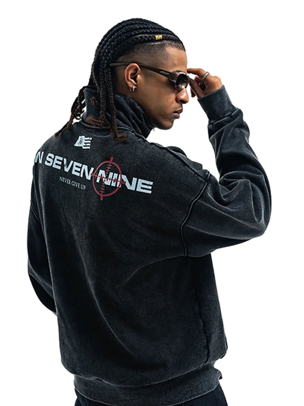 Washed Letter Half Zipper Fleece Hoodie sold by Thesupermade product image thumbnail 3