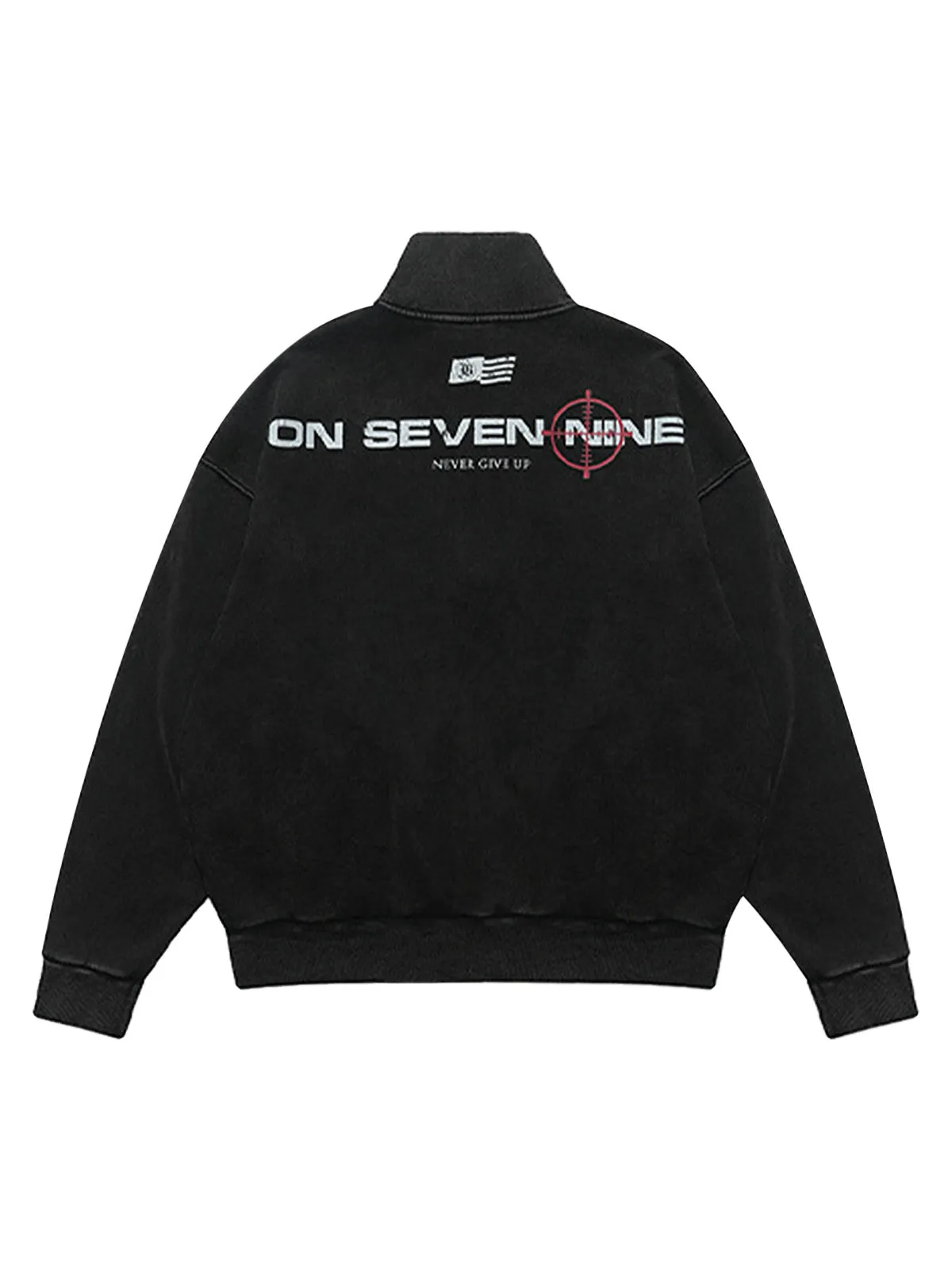 Washed Letter Half Zipper Fleece Hoodie sold by Thesupermade product image thumbnail 4