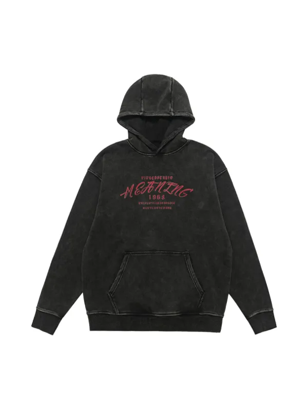 Distressed Washed Letter Print Fleece Hoodie sold by Thesupermade