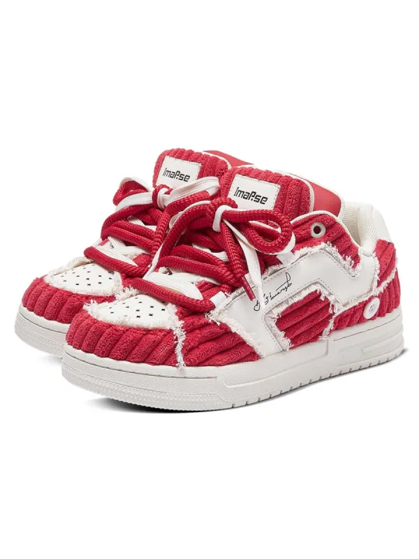 Red Contrast Color Button Decorated Sneakers - 2294 sold by Thesupermade