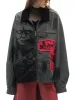 Wasteland Style Portrait Print Patchwork Barn Jacket sold by Thesupermade