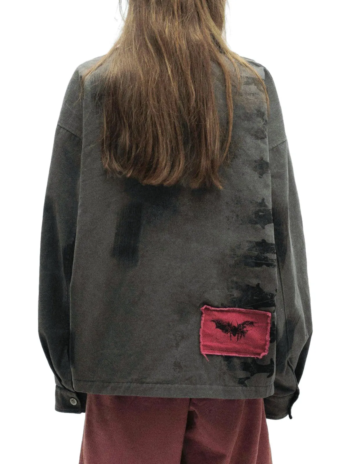 Wasteland Style Portrait Print Patchwork Barn Jacket sold by Thesupermade product image thumbnail 3