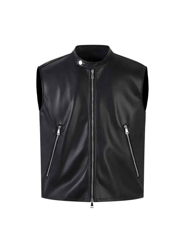 Motorcycle Multi Zipper PU Leather Vest sold by Thesupermade
