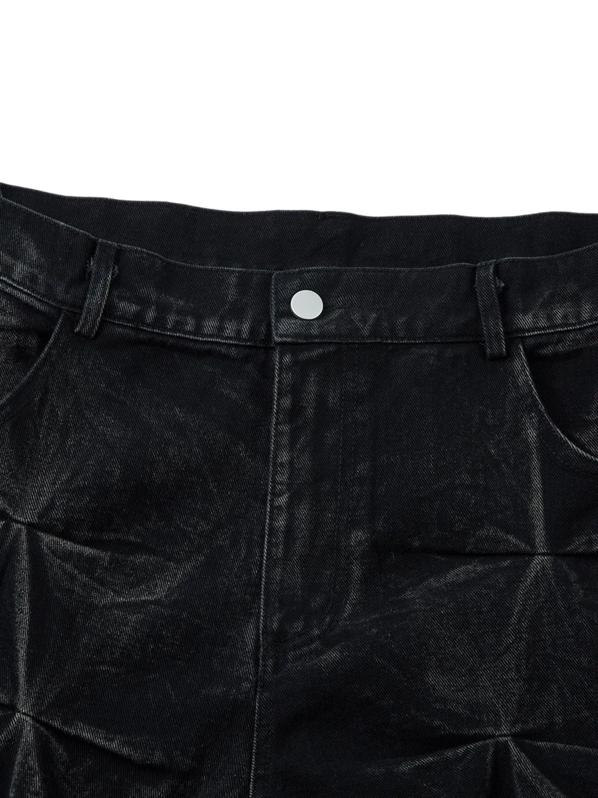 Denim Heavy Washed Distressed Pleated Baggy Jeans - 2282 sold by Thesupermade product image thumbnail 3