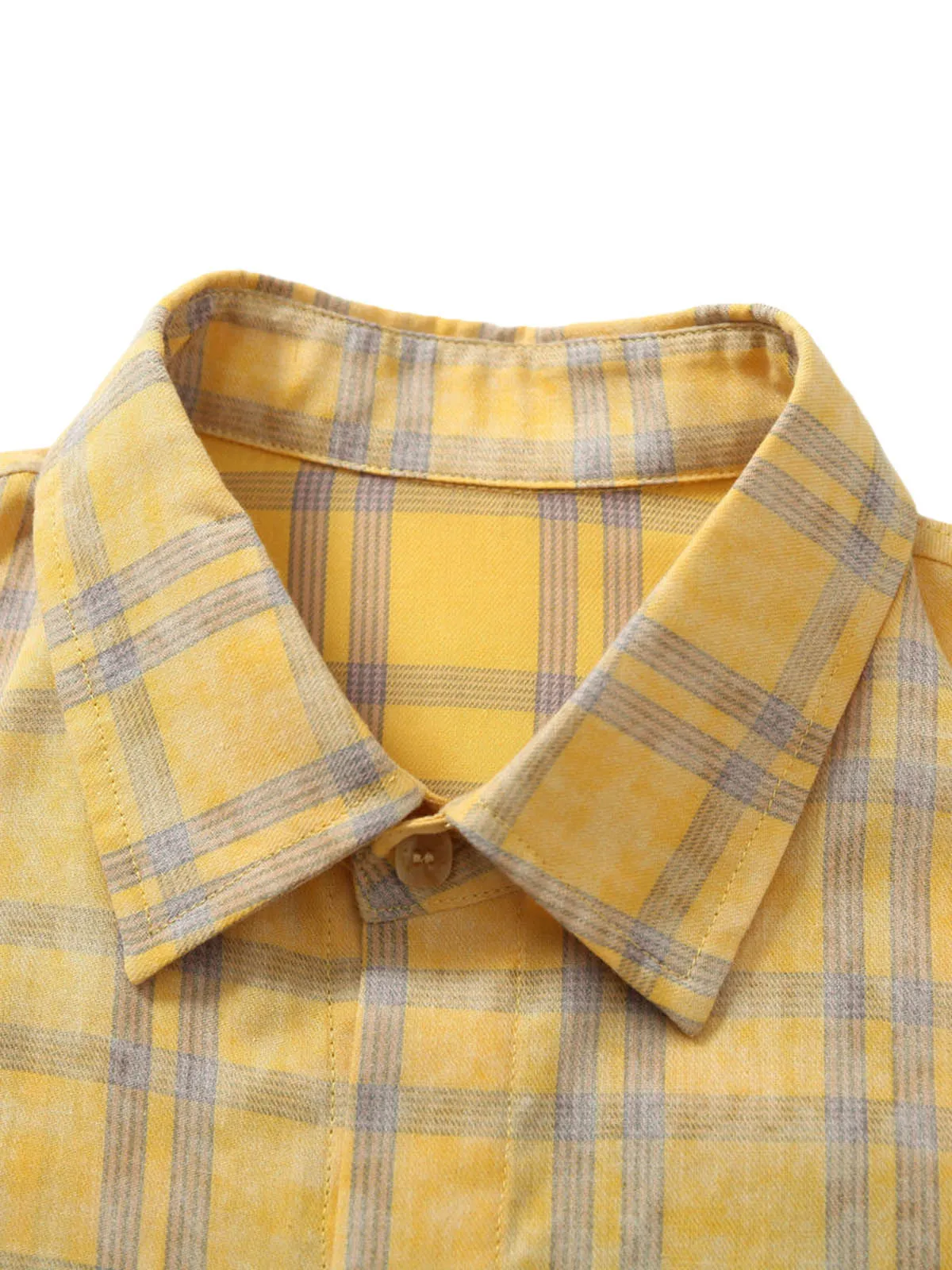 Graffiti Letter Print Long Sleeve Plaid Polo Shirt sold by Thesupermade product image thumbnail 3