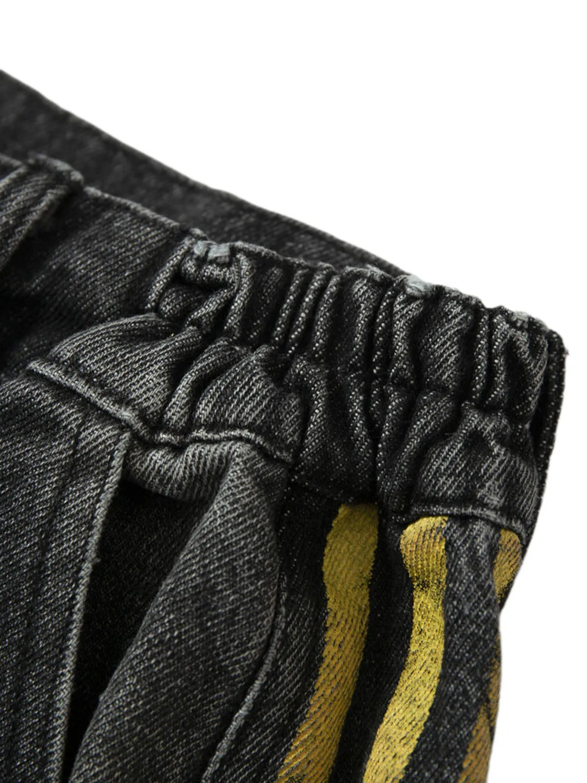 Distressed Striped Side Chain Patchwork Ripped Straight Jeans - 2391 sold by Thesupermade product image thumbnail 4