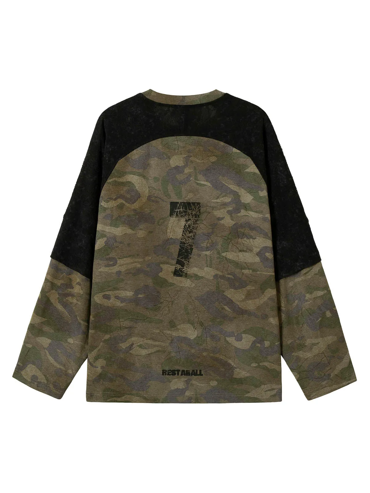 Camouflage Spliced Faux Two-Piece Long-sleeve T-shirt sold by Thesupermade product image thumbnail 2