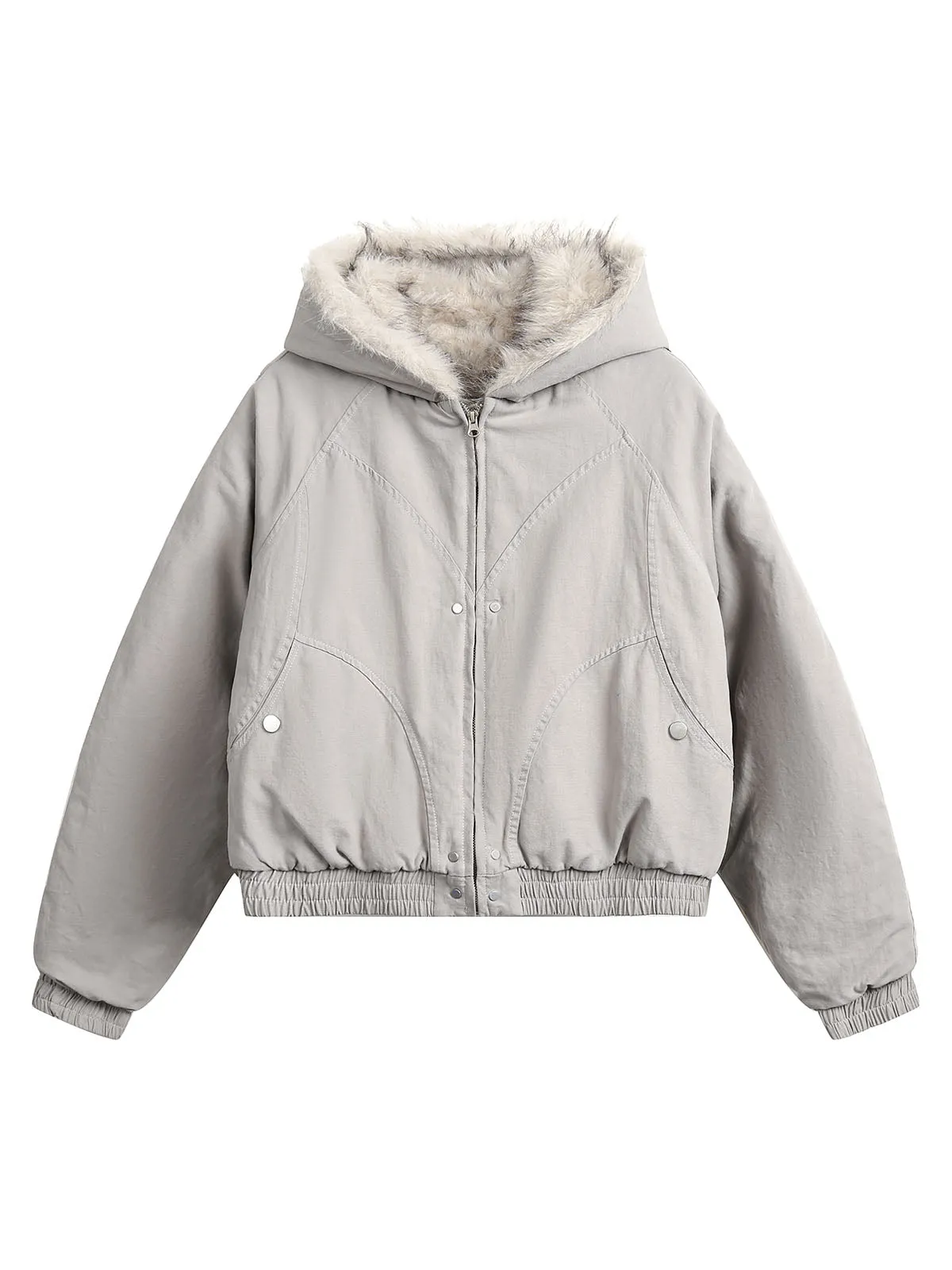 Spliced Fur Hooded Quilted Jacket - 2285 sold by Thesupermade product image thumbnail 3