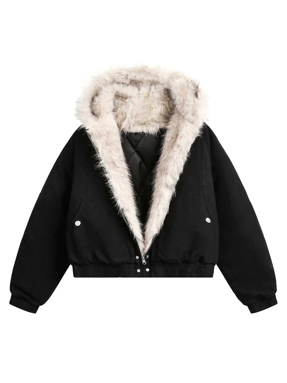 Spliced Fur Hooded Quilted Jacket - 2285 sold by Thesupermade product image thumbnail 2