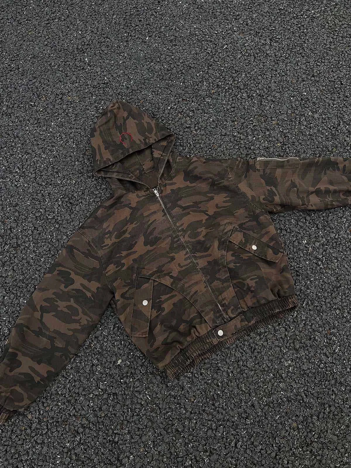 Deconstructed Camouflage Workwear Cardigan Hooded Jacket - 2290 sold by Thesupermade product image thumbnail 3