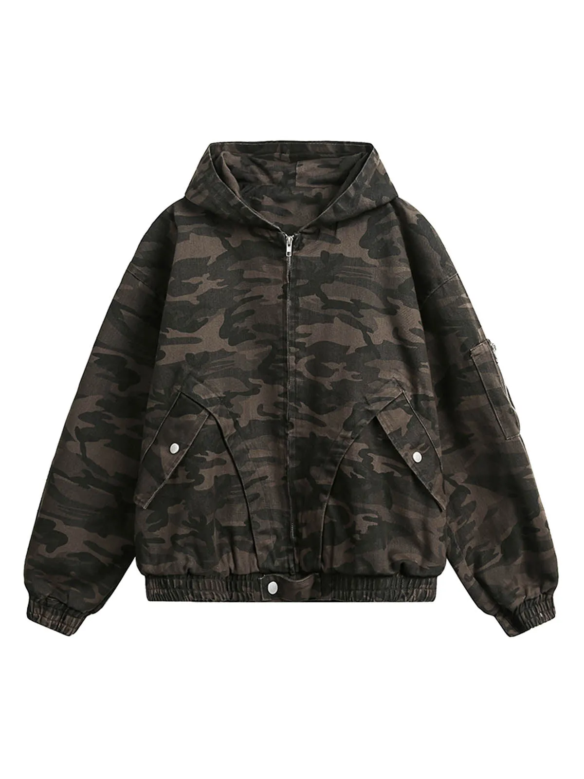 Deconstructed Camouflage Workwear Cardigan Hooded Jacket - 2290 sold by Thesupermade