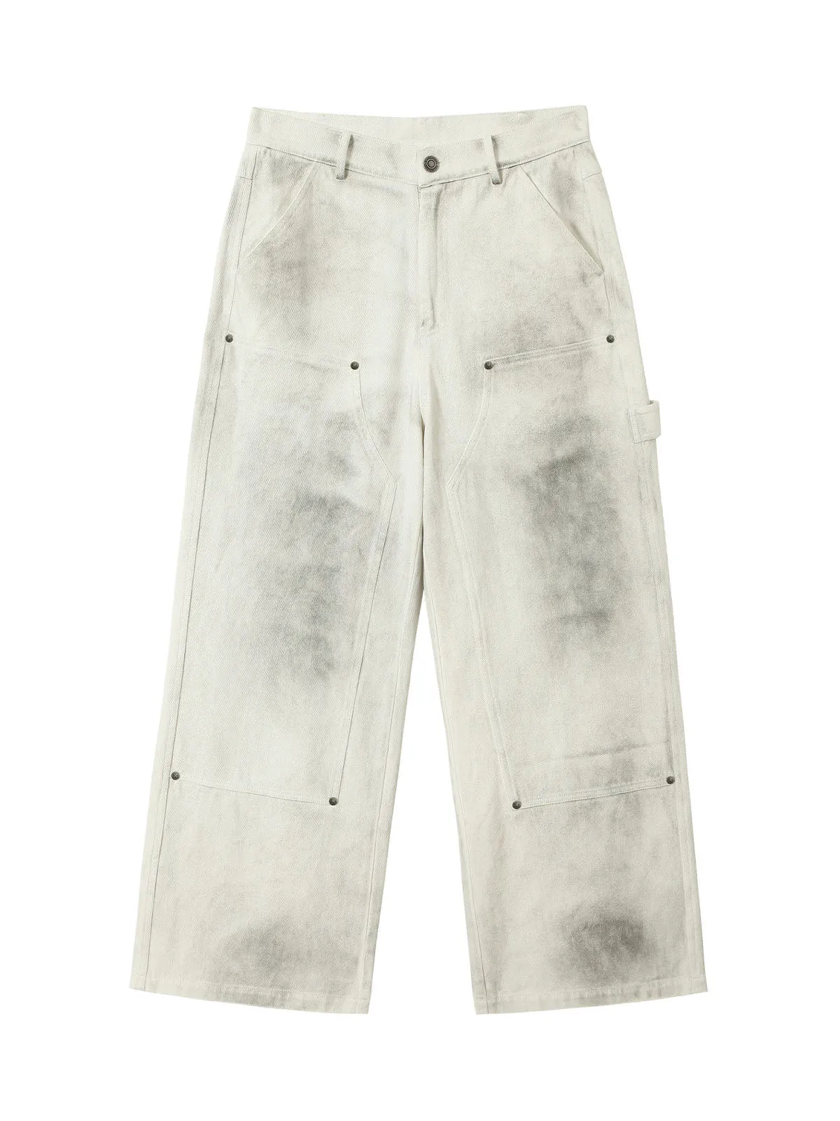 Washed Tie-Dyed White Work Pants sold by Thesupermade