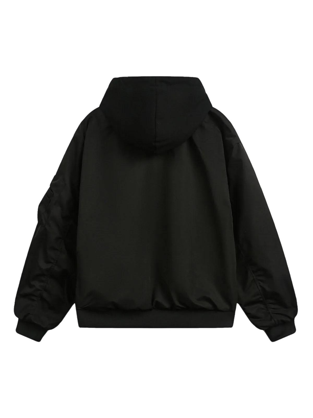 Faux Two-Piece Pleated Spliced Hooded Bomber Jacket sold by Thesupermade product image thumbnail 4