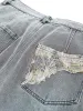 Ripped Lace Patchwork Straight Jeans sold by Thesupermade