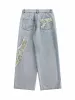 Ripped Lace Patchwork Straight Jeans sold by Thesupermade