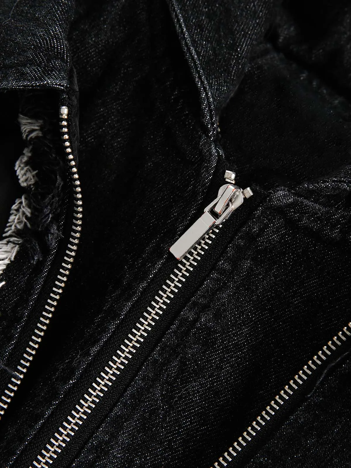 Raw Edge Spliced Hooded Denim Jacket - 2281 sold by Thesupermade product image thumbnail 5