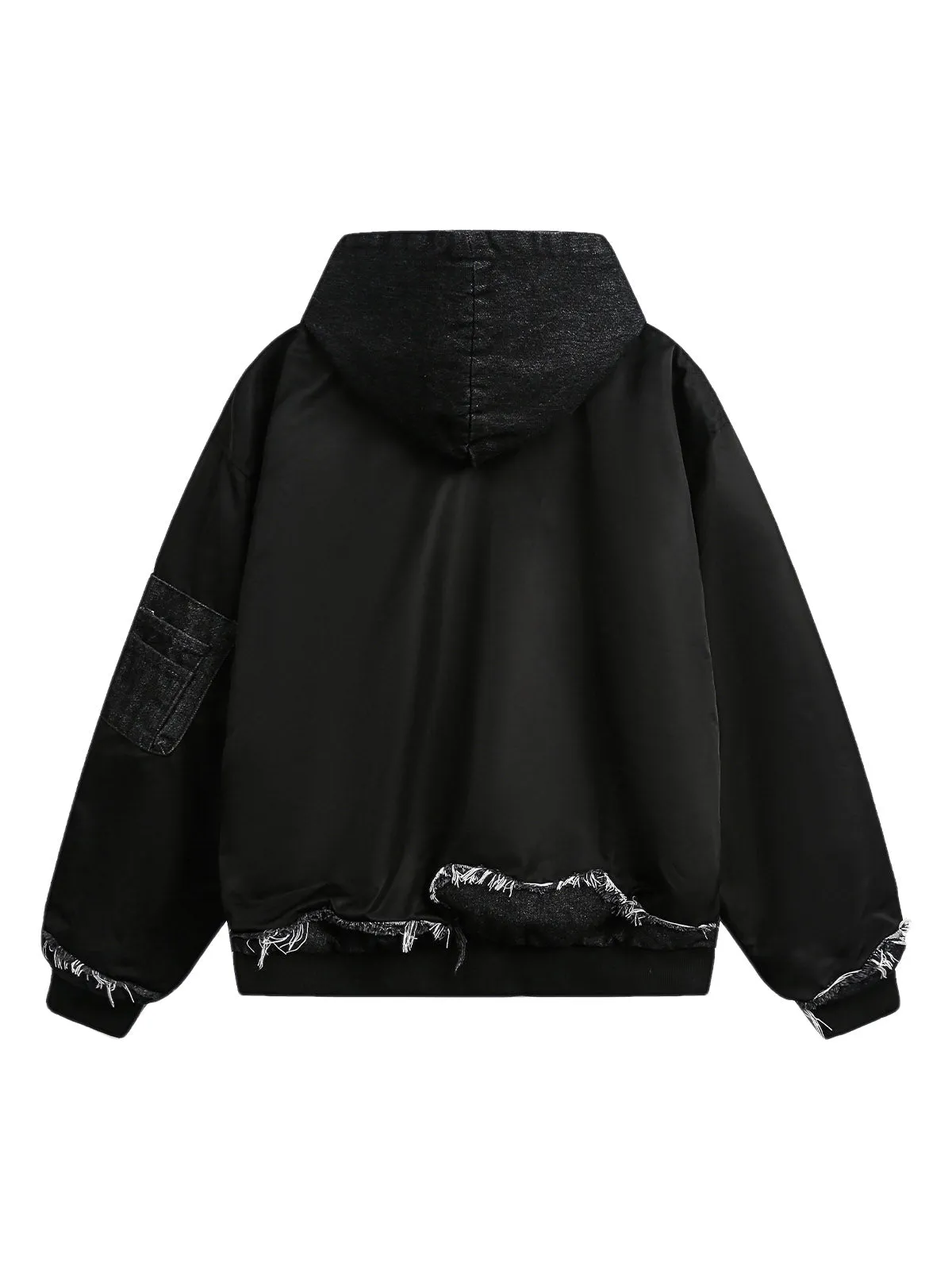 Raw Edge Spliced Hooded Denim Jacket - 2281 sold by Thesupermade product image thumbnail 2